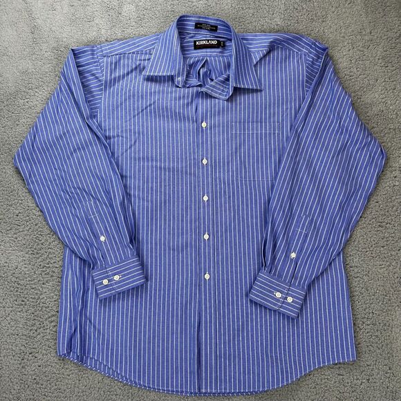 2 Kirkland Signature Men's Long Sleeve Shirts Size 17-35 Extra LongNon-Iron - Picture 7 of 13